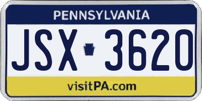 PA license plate JSX3620
