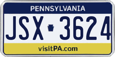 PA license plate JSX3624