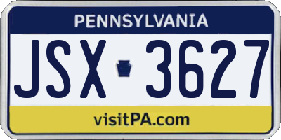 PA license plate JSX3627