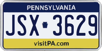 PA license plate JSX3629