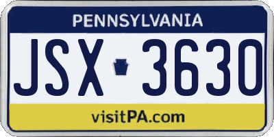 PA license plate JSX3630