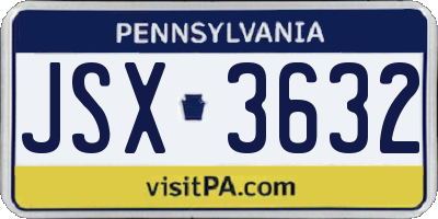 PA license plate JSX3632
