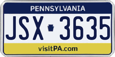 PA license plate JSX3635