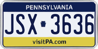 PA license plate JSX3636