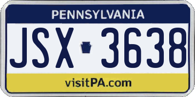 PA license plate JSX3638