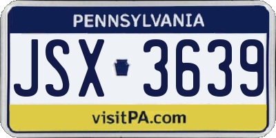 PA license plate JSX3639