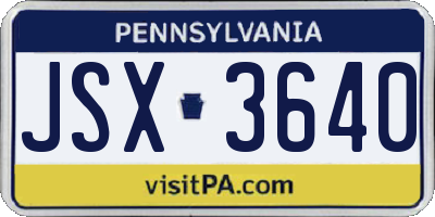 PA license plate JSX3640
