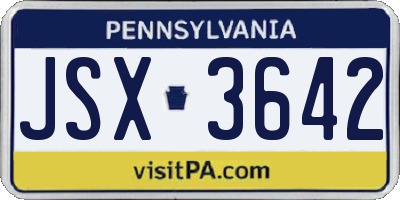 PA license plate JSX3642