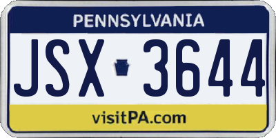 PA license plate JSX3644