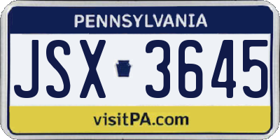 PA license plate JSX3645