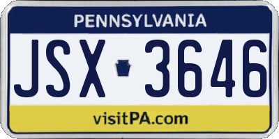 PA license plate JSX3646