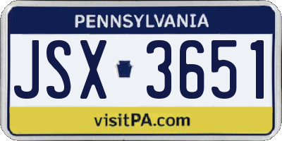 PA license plate JSX3651