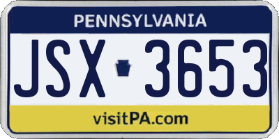 PA license plate JSX3653