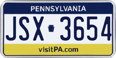 PA license plate JSX3654