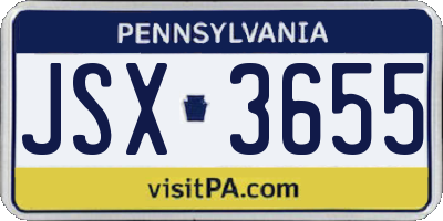 PA license plate JSX3655