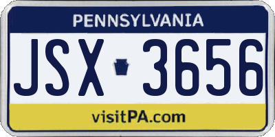 PA license plate JSX3656