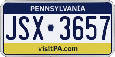 PA license plate JSX3657