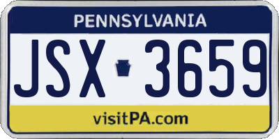 PA license plate JSX3659