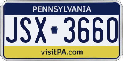 PA license plate JSX3660