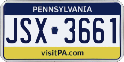 PA license plate JSX3661