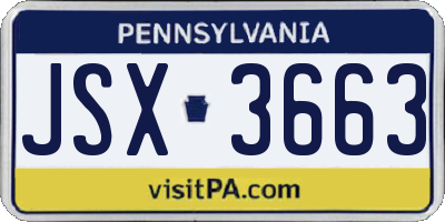 PA license plate JSX3663