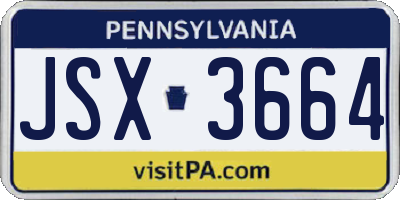 PA license plate JSX3664