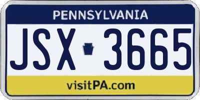 PA license plate JSX3665