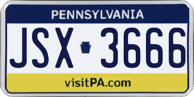 PA license plate JSX3666