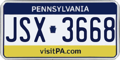 PA license plate JSX3668