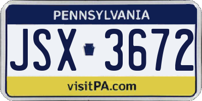 PA license plate JSX3672