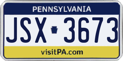 PA license plate JSX3673