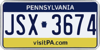 PA license plate JSX3674