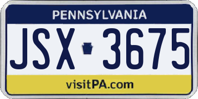 PA license plate JSX3675