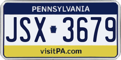 PA license plate JSX3679