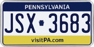 PA license plate JSX3683