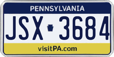 PA license plate JSX3684