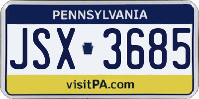 PA license plate JSX3685