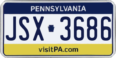 PA license plate JSX3686