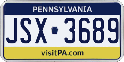 PA license plate JSX3689