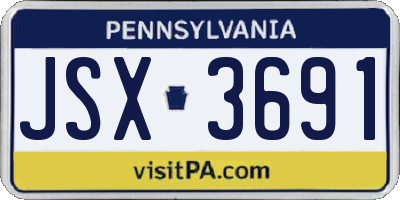 PA license plate JSX3691