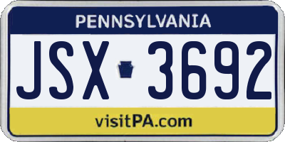 PA license plate JSX3692