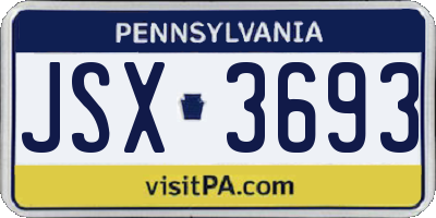 PA license plate JSX3693