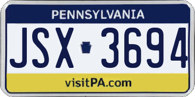 PA license plate JSX3694