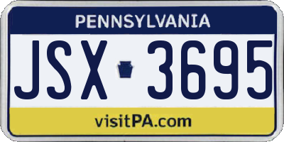 PA license plate JSX3695