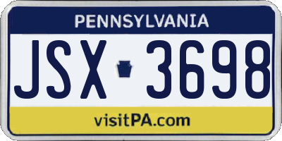 PA license plate JSX3698