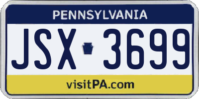 PA license plate JSX3699