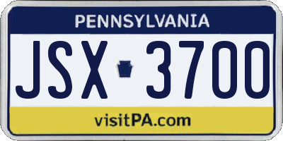 PA license plate JSX3700