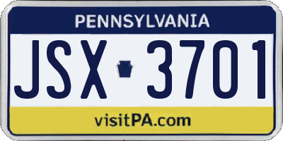 PA license plate JSX3701