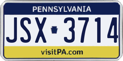 PA license plate JSX3714