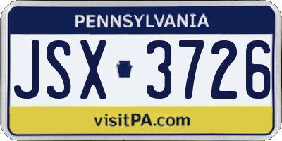 PA license plate JSX3726